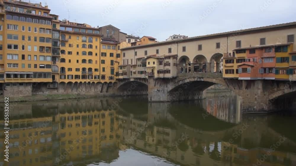 View of the Arno river from the Ponte Vecchio in Florence Tuscany Italy View of the Arno river from the Ponte Vecchio in Florence Tuscany Italy
