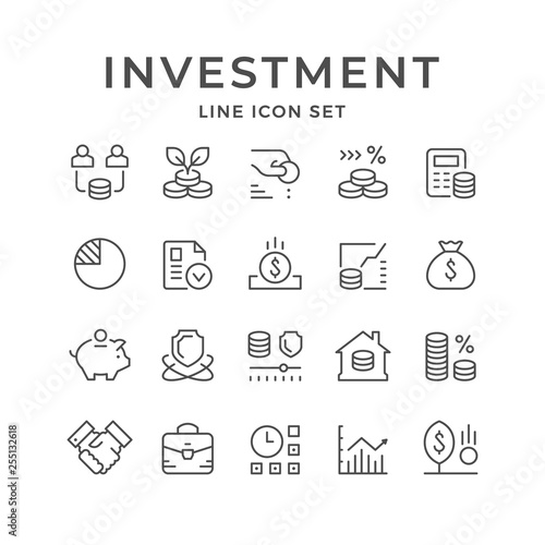 Set line icons of investment