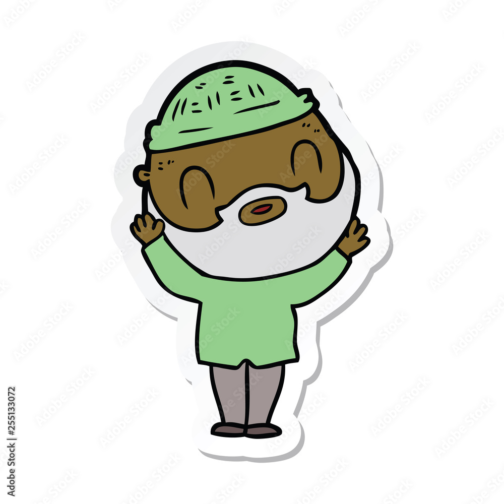 sticker of a cartoon bearded man sticker of a cartoon bearded man