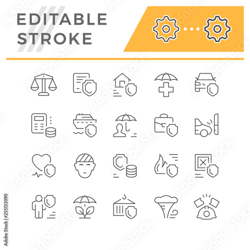 Set line icons of insurance
