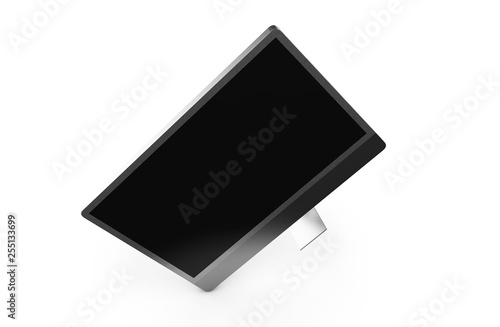 3d rendering black monitor isolated on white background