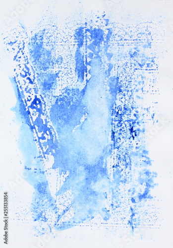 Abstract background and texture of watercolor patterns. Blue painting originale. 