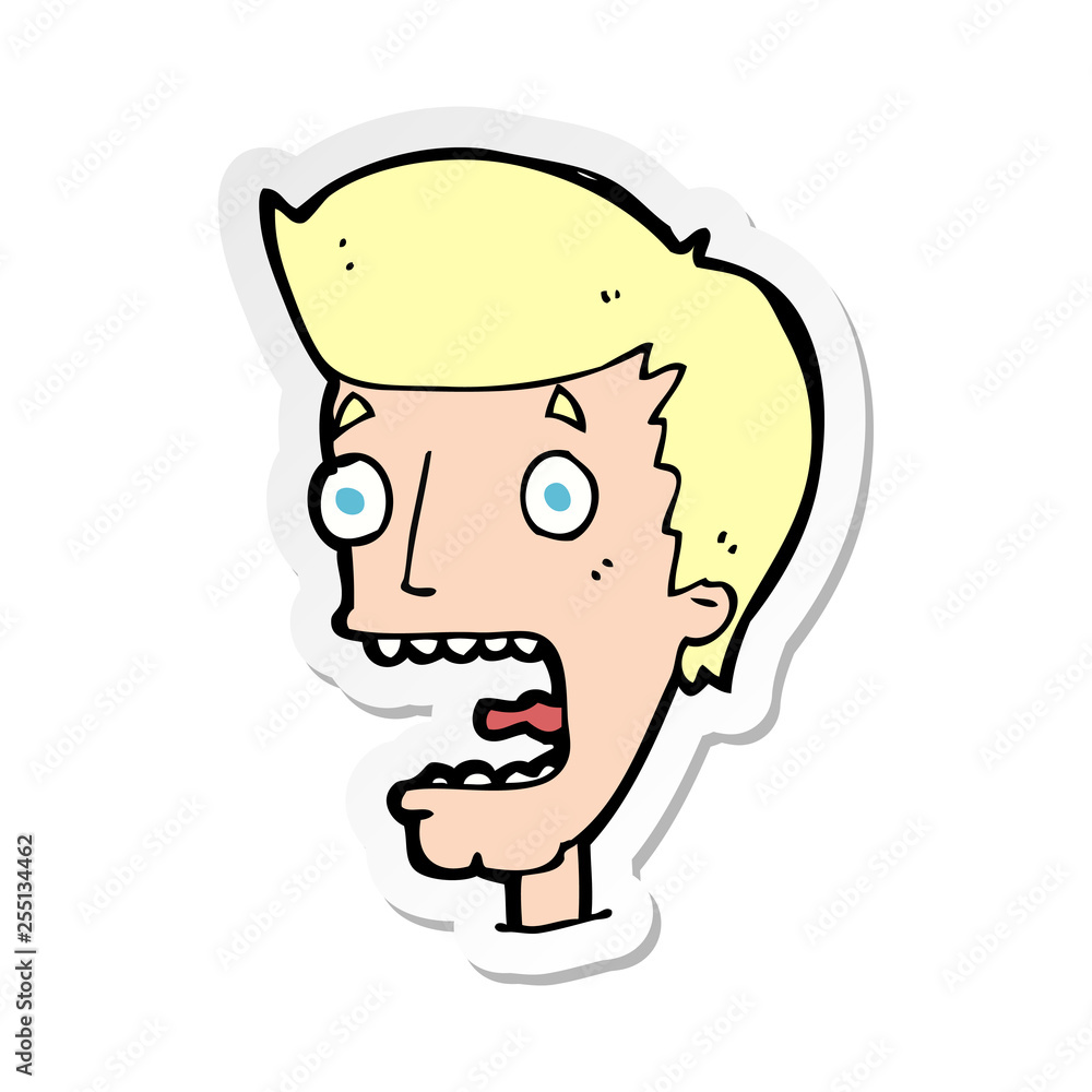 sticker of a cartoon terrified man sticker of a cartoon terrified man