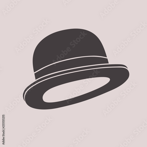 Gentleman vintage bowler hat black and white illustration.
