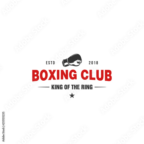 Boxing and martial arts logo, badge or label in vintage style. Vector illustration