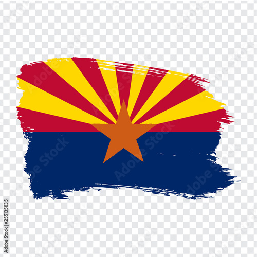 Flag of Arizona from brush strokes. United States of America.  Flag Arizona on transparent background for your web site design, logo, app, UI. Stock vector. Vector illustration EPS10.