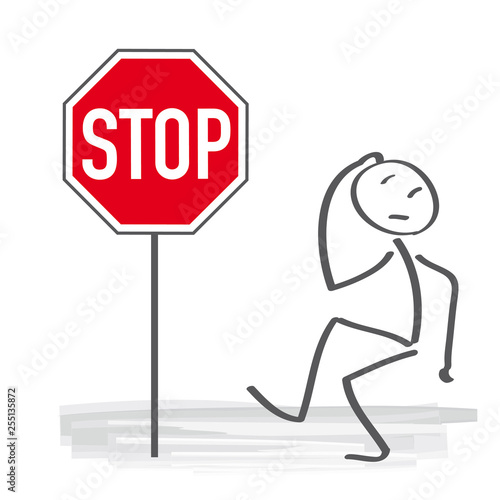 Stoppschild. Männchen muss anhalten