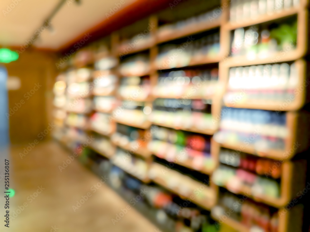 blur background with bokeh of Supermarket store