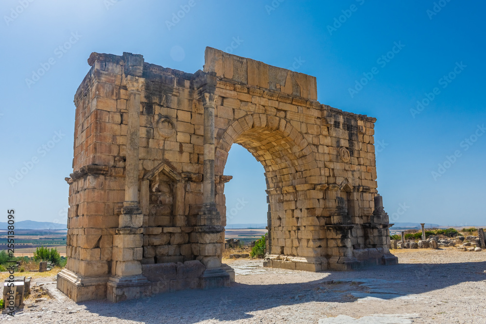 Great arch of Volubilis roman ruins, Morocco