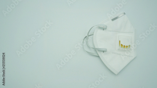 N95 Mask help to protect dust and other particle, put on white background. photo