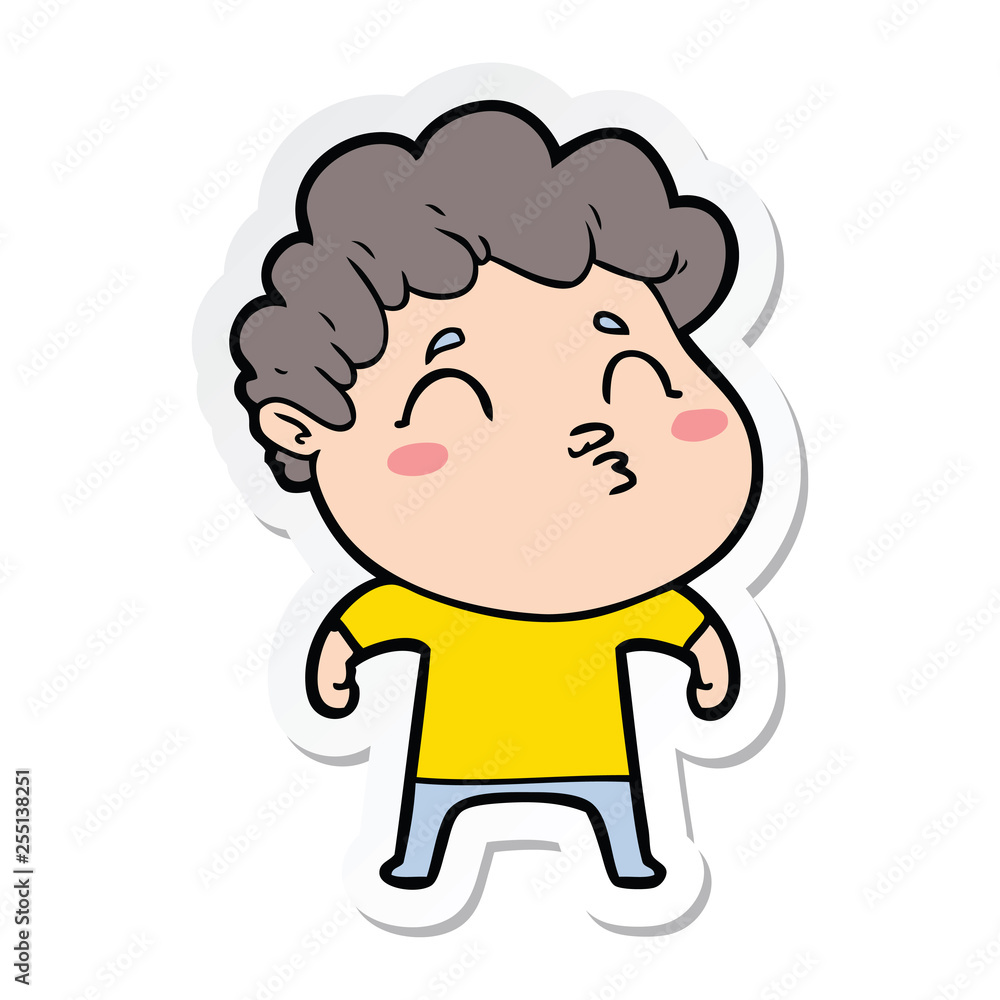 sticker of a cartoon man pouting sticker of a cartoon man pouting