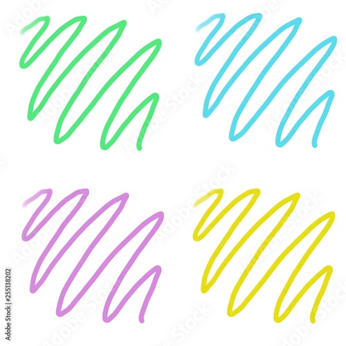 abstract raster illustration of four colorful lines on a white background