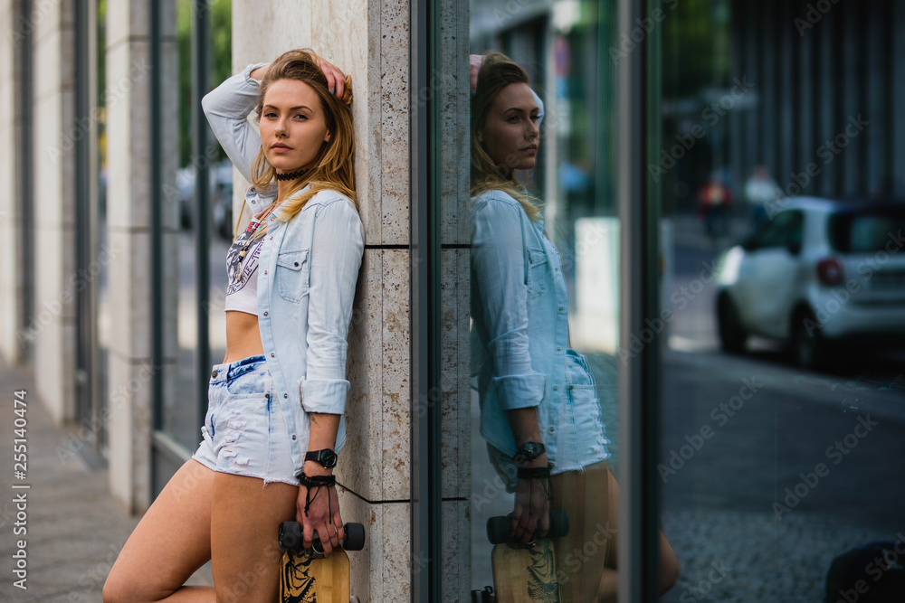 portrait of young skater girl in berlin portrait of young skater girl in berlin