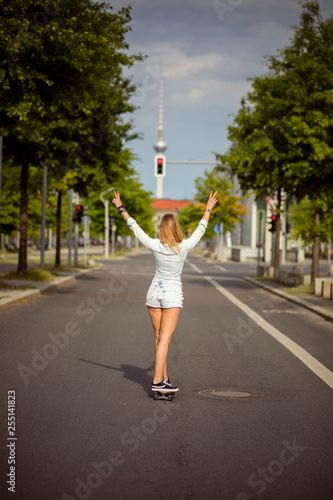 portrait of young skater girl in berlin