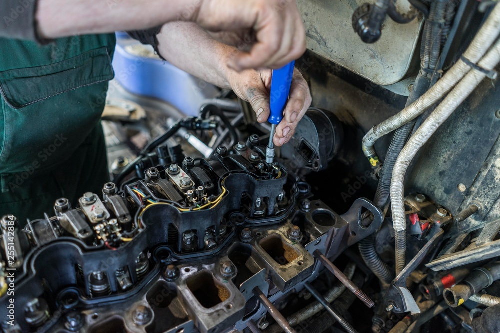 Fototapeta premium Motor reparatur