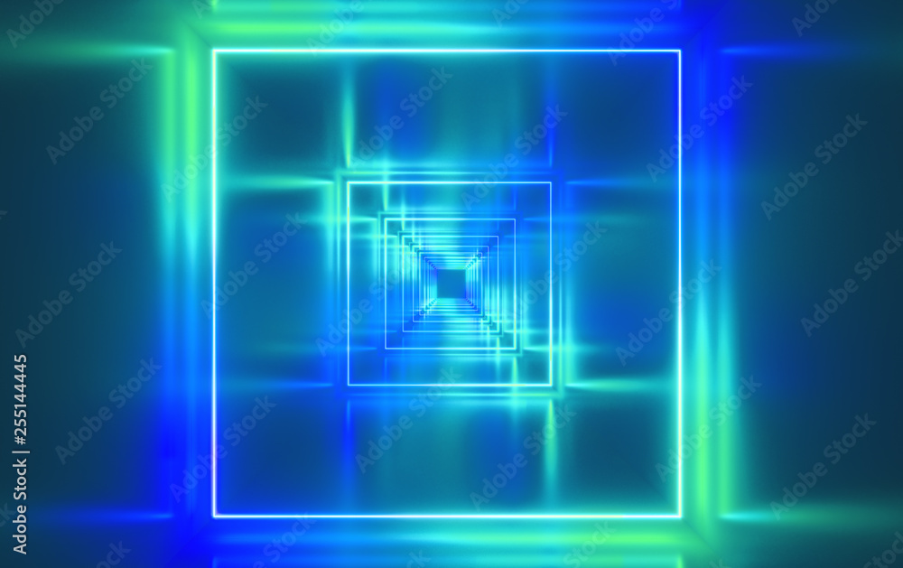 Abstract fluorescent background, optical illusion, night club interior. 3D illustration. Abstract fluorescent background, optical illusion, night club interior. 3D illustration.