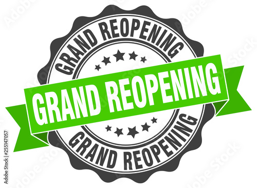 grand reopening stamp. sign. seal