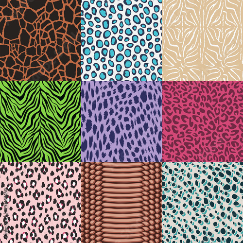 repeated wild animal skins fabric print background 