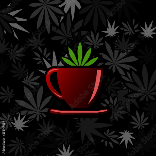 Cannabis and marijuana cups. Illustration of cannabis cups as a symbol of legalization