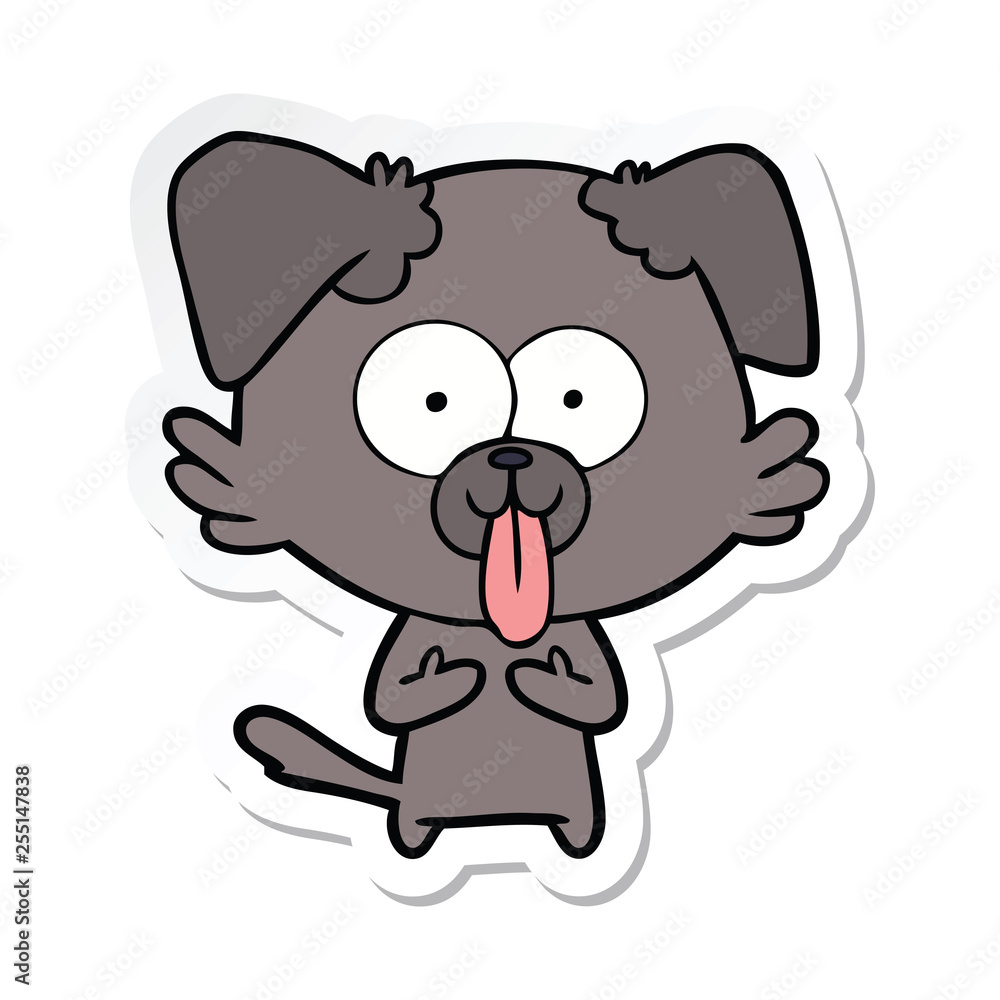 sticker of a cartoon dog with tongue sticking out sticker of a cartoon dog with tongue sticking out