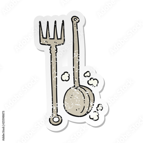 retro distressed sticker of a cartoon old fireside tools