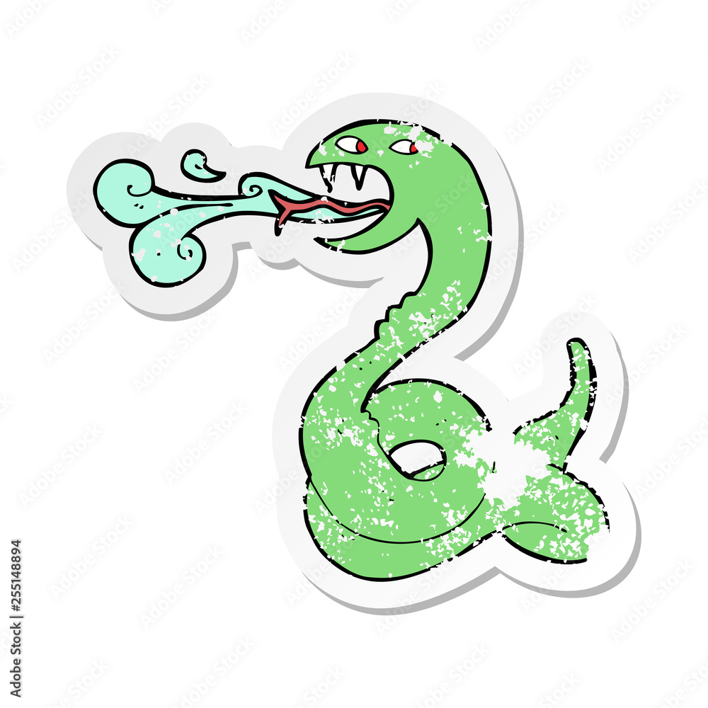Fototapeta premium retro distressed sticker of a cartoon hissing snake