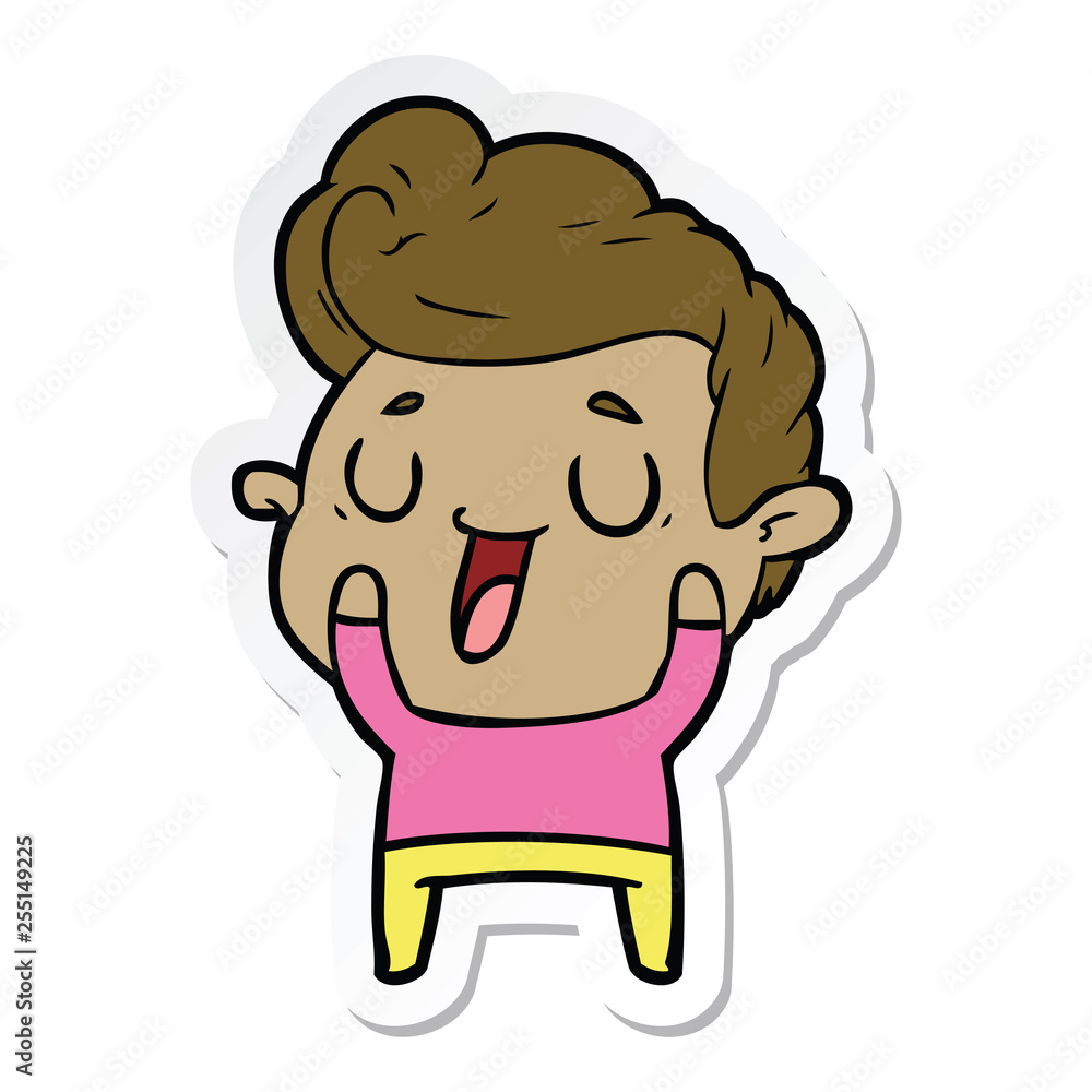 sticker of a happy cartoon man