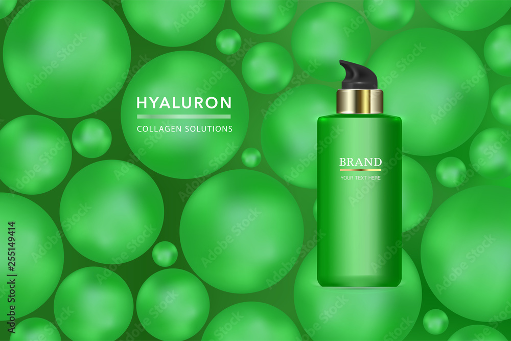 Beauty product, green cosmetic container with advertising background ready to use, luxury skin care ad, illustration vector. Beauty product, green cosmetic container with advertising background ready to use, luxury skin care ad, illustration vector.