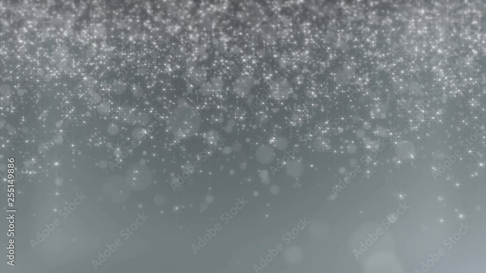 Falling small white particles and stars. Abstract light glitter motion ...