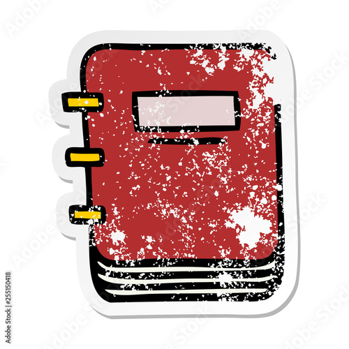 distressed sticker of a cute cartoon note book