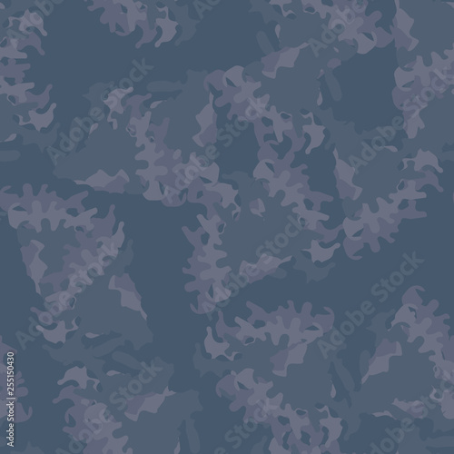 Urban camouflage of various shades of blue and purlpe colors