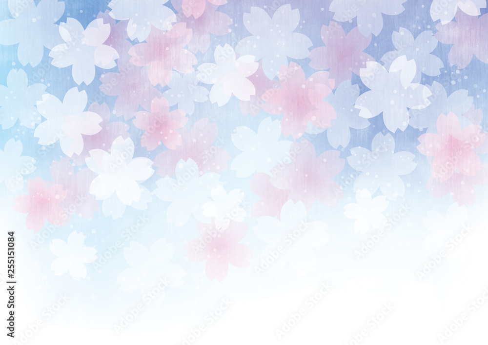 桜　花　春　テクスチャ　和紙　背景　青