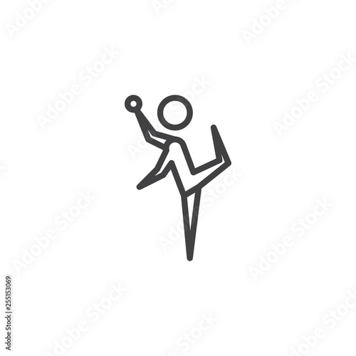 Rhythmic gymnastics line icon. linear style sign for mobile concept and web design. Acrobatic athlete outline vector icon. Symbol, logo illustration. Pixel perfect vector graphics