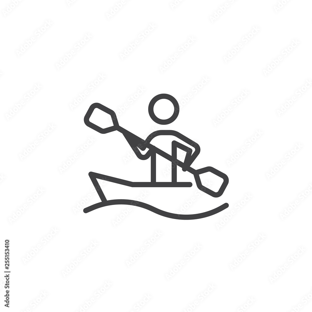 Rowing sport training line icon. linear style sign for mobile concept and web design. Canoe racing outline vector icon. Summer sports game symbol, logo illustration. Pixel perfect vector graphics Rowing sport training line icon. linear style sign for mobile concept and web design. Canoe racing outline vector icon. Summer sports game symbol, logo illustration. Pixel perfect vector graphics