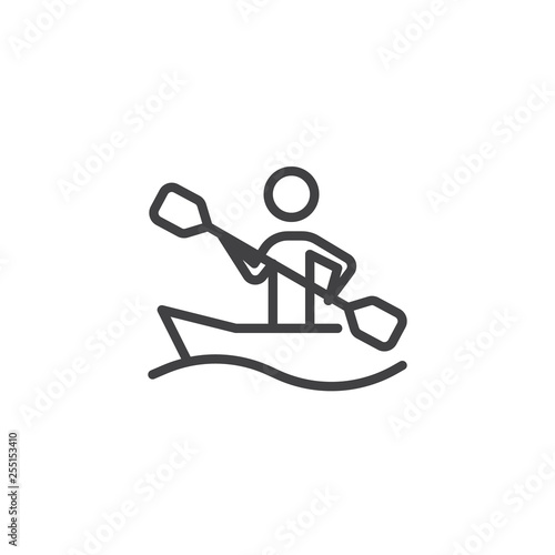 Rowing sport training line icon. linear style sign for mobile concept and web design. Canoe racing outline vector icon. Summer sports game symbol, logo illustration. Pixel perfect vector graphics