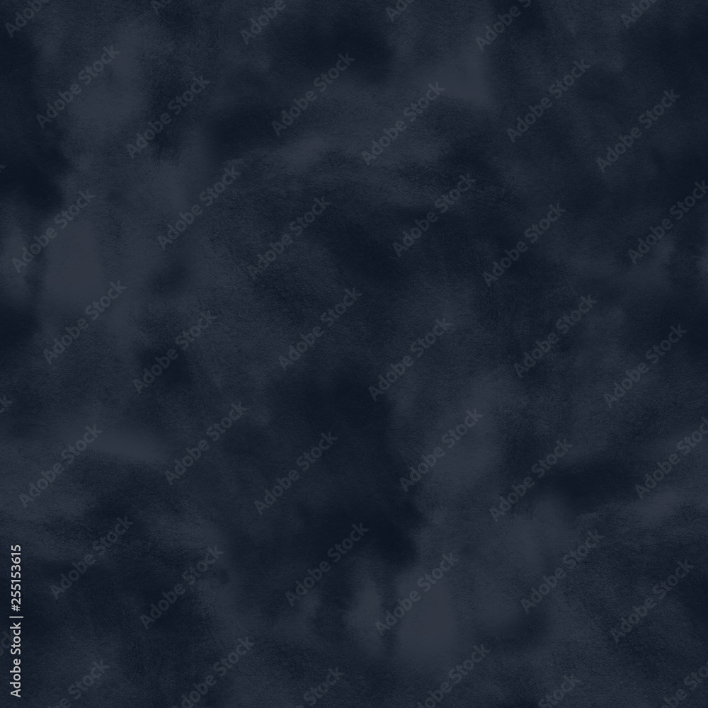 Watercolor indigo abstract seamless pattern, hand painted on a dark background