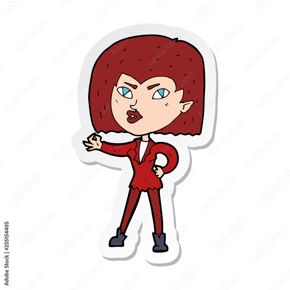 sticker of a cartoon vampire girl sticker of a cartoon vampire girl