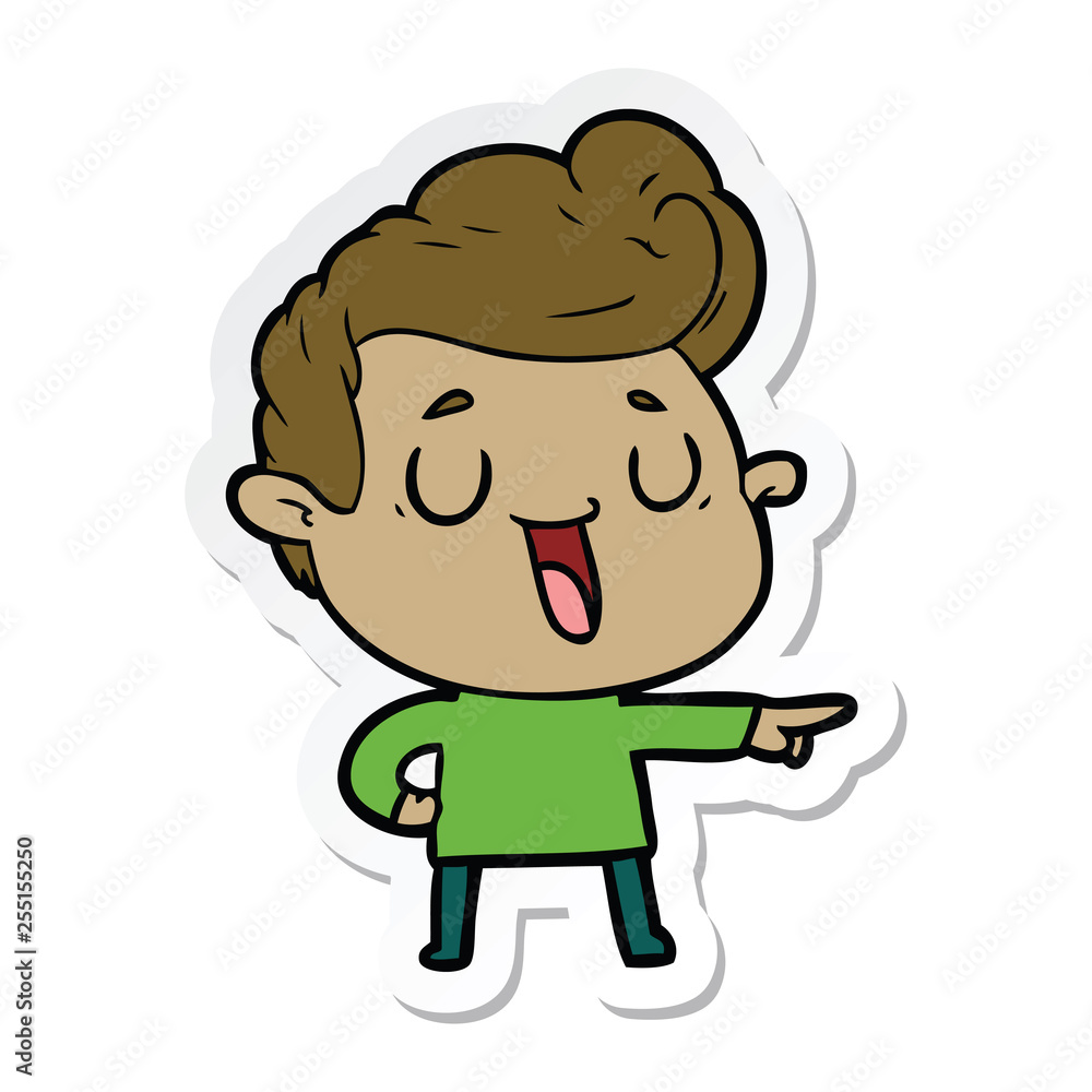 sticker of a happy cartoon man