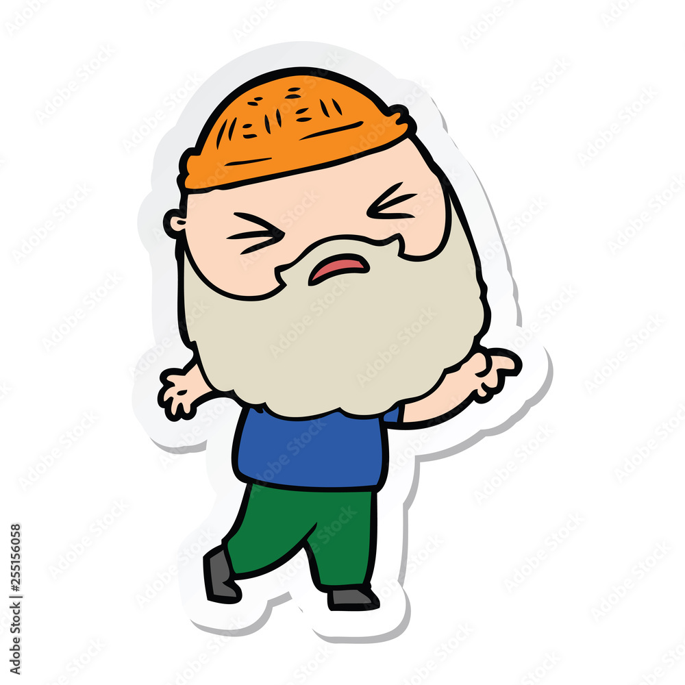 sticker of a cartoon man with beard