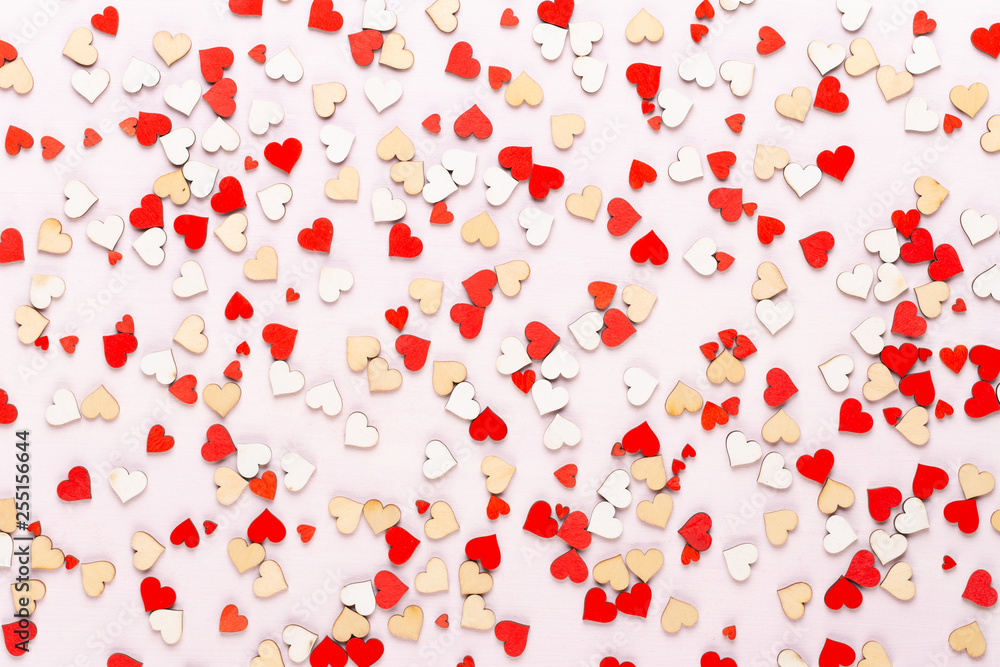 Happy Valentines day background. With small color hearts on gray background. Happy Valentines day background. With small color hearts on gray background.
