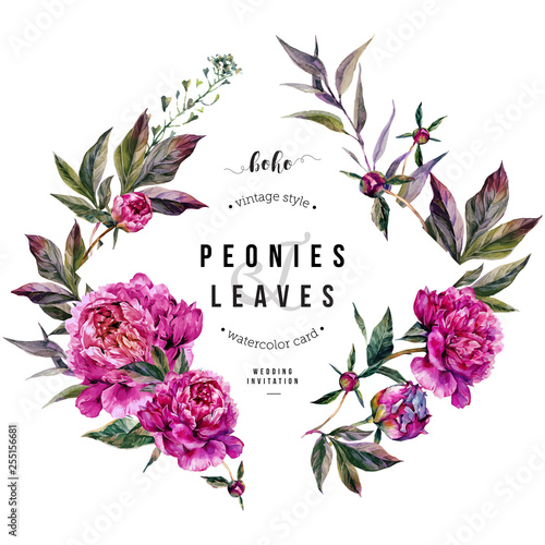 Fuchsia Peonies Greeting Card
