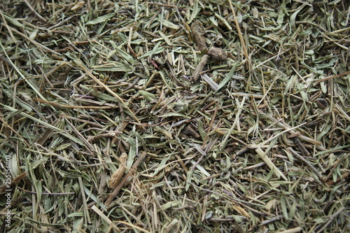 Herbal Tea Thyme. Medicinal herbs. Dry grass texture background