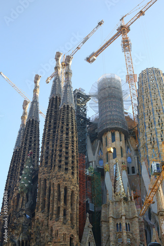 Famous architectural masterpiece, Cathedral of La Sagrada Familia designed by architect Antonio Gaudi and still being build since 1882. 