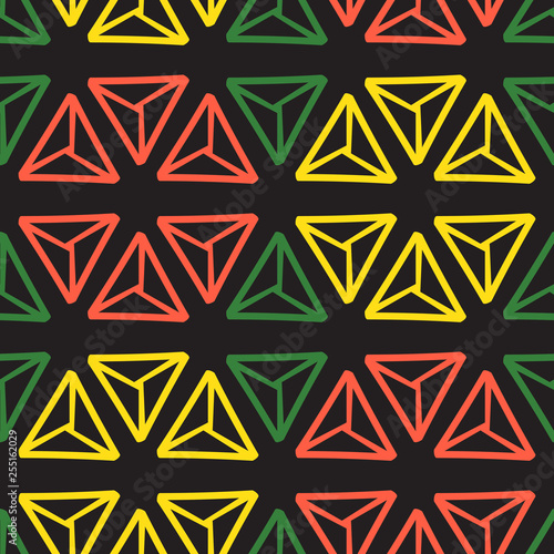 Seamless geometric pattern with bright alternate triangles.