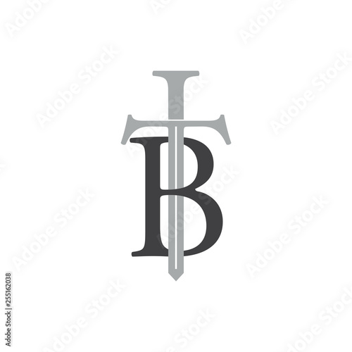 letter tb sword design logo vector