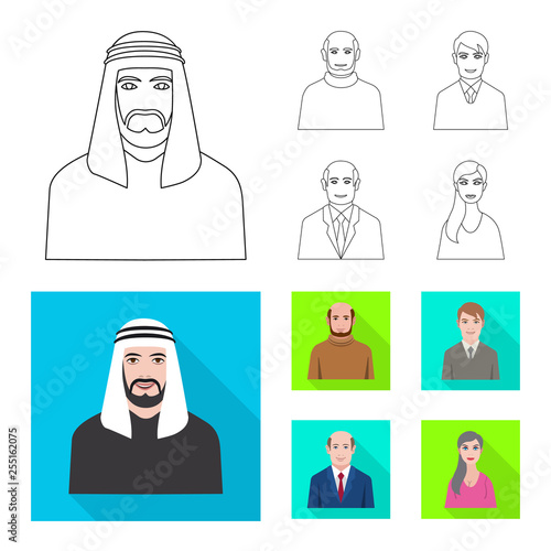 Vector design of hairstyle and profession  sign. Set of hairstyle and character  stock vector illustration.