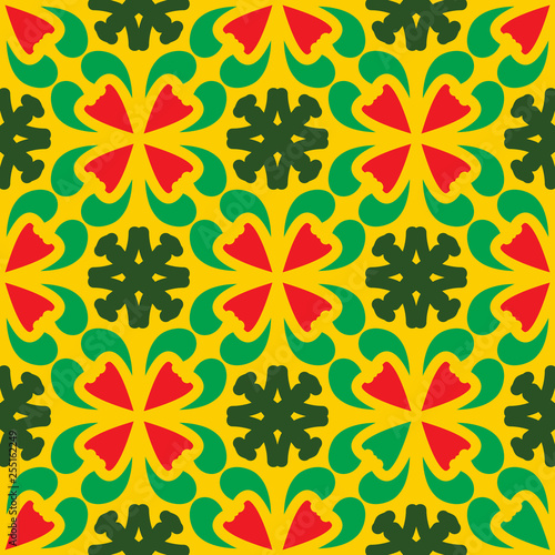 Seamless pattern with bright geometric ornament.
