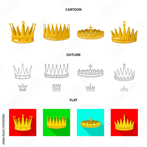 Vector illustration of medieval and nobility logo. Collection of medieval and monarchy stock symbol for web.