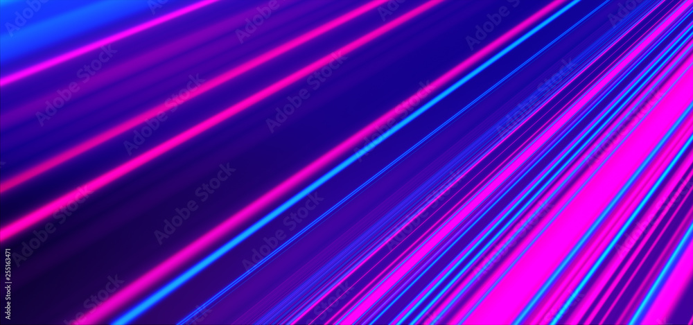 Fototapeta premium Futuristic lights. Cyberpunk background. Abstract lasers. Pink and Blue.