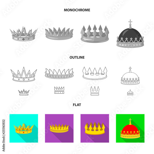 Isolated object of medieval and nobility logo. Collection of medieval and monarchy vector icon for stock.